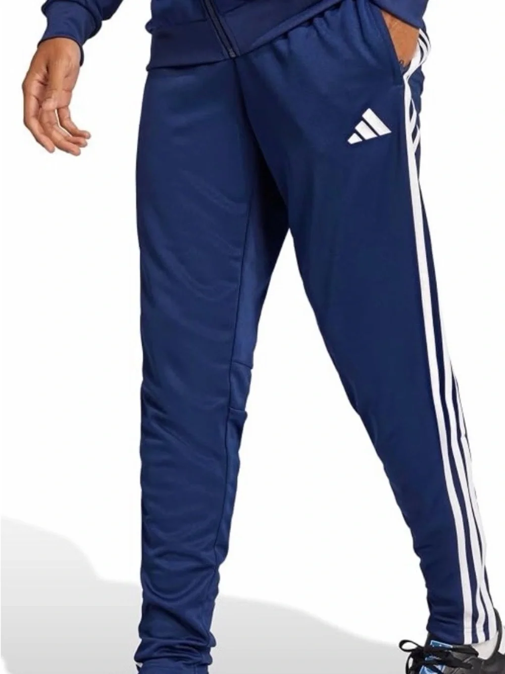 Adidas Men’s Tiro Essentials Training Track Pants - Blue with White Stripes